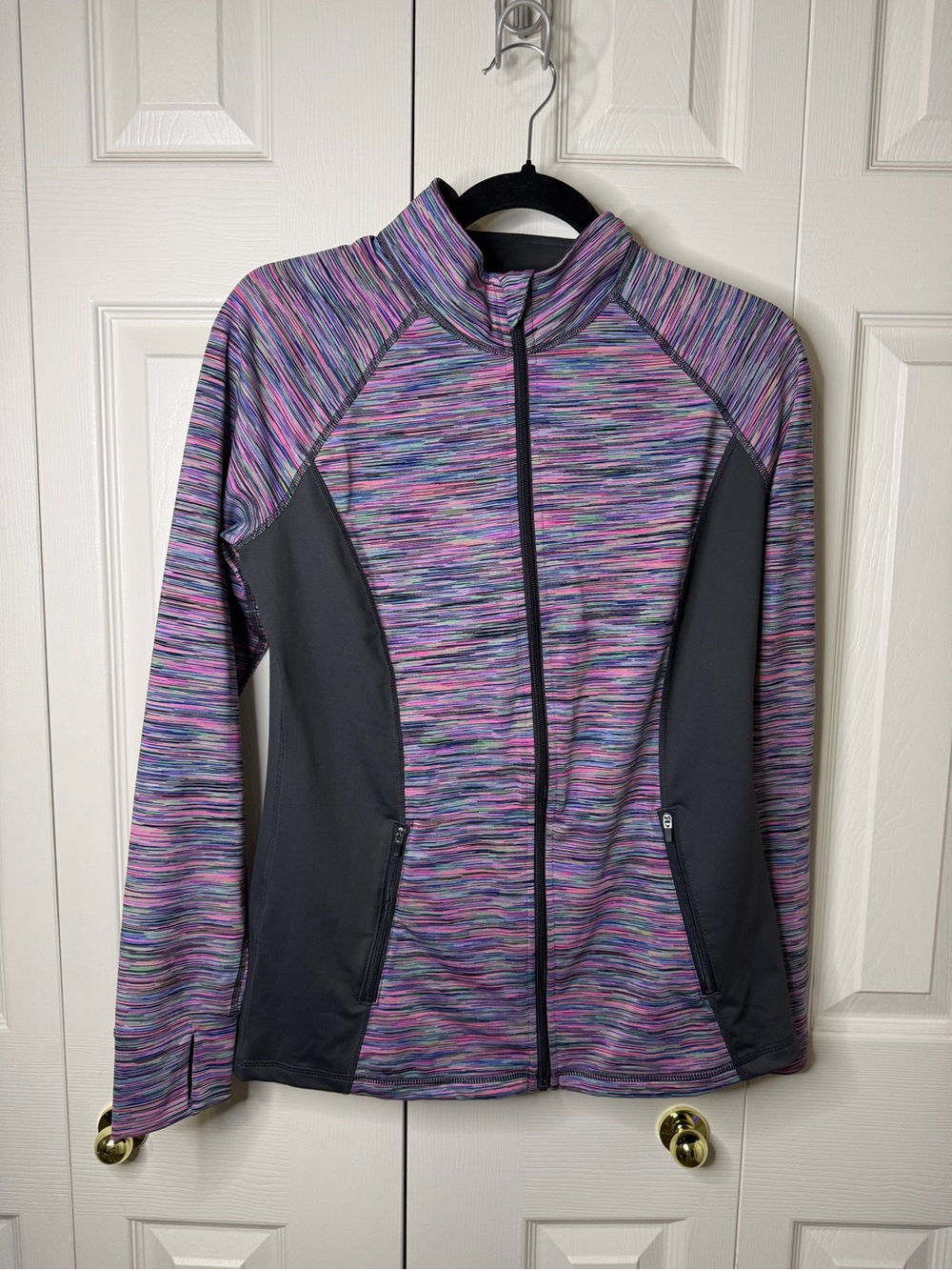 Ideology Purple Space-Dye Full-Zip Utility Jacket with Charcoal Panels